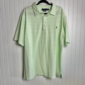 Polo Ralph Lauren Lime Green Stripe Knit Oxford Short Sleeve Top Size 2XLT F8